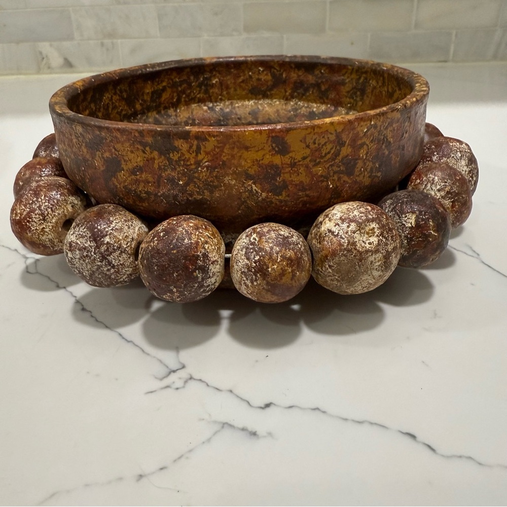 Rustic Brown Decorative Bowl with Tassel - Picture 4 of 8